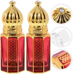 Storage Bottles 2 Pcs Oil Bottle Essential Roller Glass Ball Oils Carved Perfume Travel Perfumes Arabes