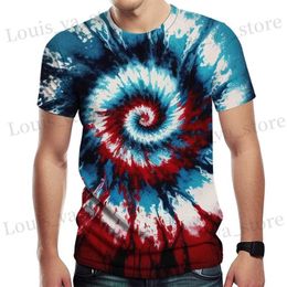 Men's T-Shirts Spiral Streak Tie Dye T Shirt for Men y2k Tops 3D Paisley Stripe Printed T-shirt Womens Clothing Novelty Cool Designs T Shirts T240419