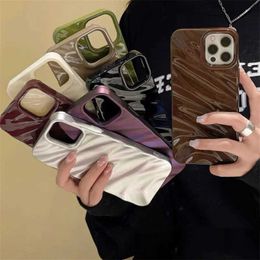 Cell Phone Cases Luxury 3D Silk Wave Pattern Phone Case Suitable for iPhone 14 13 12 11 Pro Max X XR XS Max 7 8 14 Plus Solid Color Glossy Cover Bumper J240418