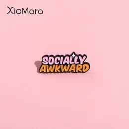 Brooches Socially Awkward Enamel Pin Social Phobia Anti Quotes For Hat Of Backpack Lapel Badges Funny Custom Jewelry Gift