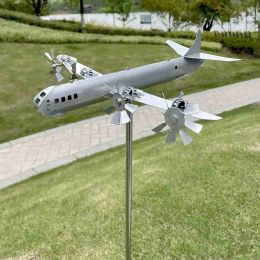 Decorations 3D Plane Garden Wind Spinner Plane Metal Airplane Weather Vane Outdoor Roof Wind Direction Indicator Weather Vane Garden Decor L23