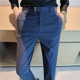 Men's Suits Casual Dress Pants Men British Style Slim Straight Leg Trousers Fashion Solid Business Formal Office Suit Clothing