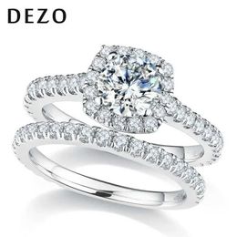 Wedding Rings DEZO Total 2.18ctw Moissanite Wedding Rings Set For Women VVS D Color Round Cut Solid 925 Silver Lab Created Diamond Engagement 240419