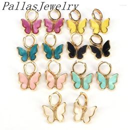 Dangle Earrings 5Pairs Fashion Colorful Acrylic Butterfly Earring Design Women Girl Gold Charming Gift Jewelry