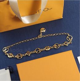 Classic Letter Flower Gold chain Brand Jewellery Pendants Necklaces Nice monogram punk Gold necklace designer sweater chain for charm men women chokers with gift box