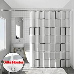 Bathroom Shower Curtains with Hooks Waterproof and Mildew Proof Durable Bathroom Screens PE EVA Self-crop Fabric Shower Curtains 240419
