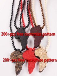 Fashion Wood Made Stylish Africa Map Pendant Hip Hop Beads Long Chain Men Wooden Pendants Necklaces Jewellery Gift S10035536106