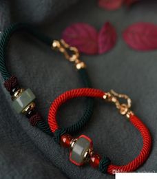 designer jewelry chinese knot couple bracelets red string jade beaded bracelets for couples whole fashion7448029