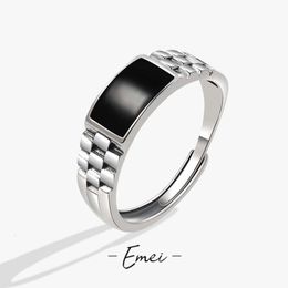 Chess Grid Ring Trend High-end Cool Style Geometric Index Finger for Mens Black Adhesive Single Jewellery