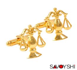 SAVOYSHI Brand Gold Color Balance scales Cufflinks for Mens Accessories High Quality Novelty Retro Cufflinks Fashion Jewelry5185786
