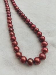Chains 18" 9-10 MM SOUTH SEA NATURAL Chocolate PEARL NECKLACE 14K GOLD CLASP Fine Jewellery Gifts Charm Accessories Holiday Gift Cul