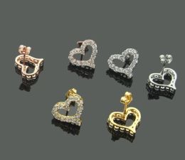 Stud Waterproof Luxury Diamond Heart Stud Branded T Engrave Jewellery Lady Studs Classic Design Earrings Elagant Women Love Earrings 1.4c