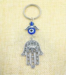 Fashion Jewellery Blue Evil Eye Lucky Fatima Hamsa Hand Turkish Evil Eye Charm Protection Hanger Crystals Car Feng Shui Keychain12530649