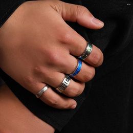 Cluster Rings Stainless Steel Silver Colour Roman Numerals Ring Sets For Men Women Hip Hop Shell Finger Party Couple Jewellery Gift