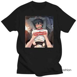 Y2k Brand Man Clothing Hentai Senpai Funny Anime And Manga Size M-3Xl Us 100% Cotton Trend Fashion T-Shirt Men Cotton Brand Teeshirt 928 7075