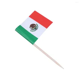 Festive Supplies 100pcs Mexico Flag Toothpicks National Cake Topper Wooden Fruit Skewer DIY Decoration For Dessert Snack Cocktail