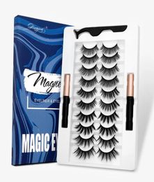 10 Pairs Magnetic Eyelashes set Magnet Liquid Eyeliner Lashes No Glue Tweezer Waterproof Lasting Eyelash Extension6684738