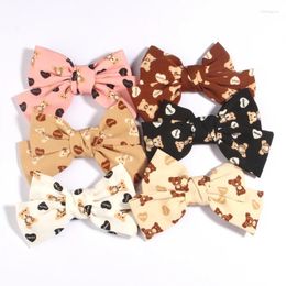 Decorative Flowers 6Pcs 4.8" 12cm Baby Girl Big Glitter Hair Bow Kids Hairpins NO Clip For Children Artificial