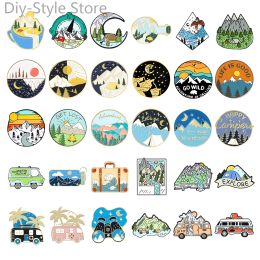 Bags Travel Brooch Field Crossing Hiking Scenery Snow Scene Mountain Peak Alloy Clothing Accessories Backpack Brooch Badge Lapel Pins