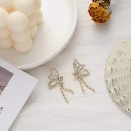 Dangle Earrings Shiny CRhinestone Butterfly Tassel Drop For Women Fashion Jewelry Silver Color Zircon Gift Party