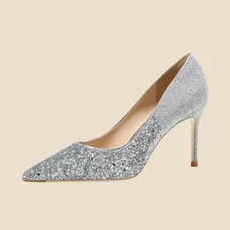 Dress Shoes Pointy Stiletto Heels 18 Bar Mitzvah Birthday Gift Sequins Crystal Stitching Wedding Single Shoe Bridesmaid