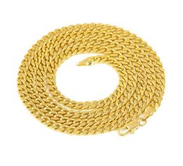 25mm5mm Mens 14K Gold Plated Solid Cuban Curb Link Chain Stainless Steel Mens Neckalces Hip Hop Jewelry8730800