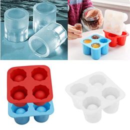 Baking Moulds 4 Cups Ice Tray Drinkware Silicone Cube Making Mold Dining Bar Party Whiskey Wine Cocktail Drinking Iced Kitchen Tool