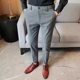 Men's Suits 2024 Spring Solid Color Slim Fit Suit Pant For Men Casual Business Dress Pants Office Social Wedding Trousers Clothing