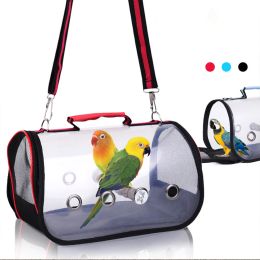 Bags Bird Cage Plastic Transparent Outdoor Travel Cage Breathable Bird Carry Bag with Stand Pole Parrot Outing Backpack Bird Supplies