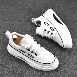 Casual Shoes British Style Men's Fashion White Party Banquet Dress Lace-up Genuine Leather Shoe Platform Sneakers Designer Footwear Man