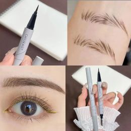 Enhancers Twohead Eyebrow Pen Waterproof Fine Tip Eyebrow Tattoo Pencil Eyeliner LongLasting Professional Liquid Eye Brow Silkworm Pencil