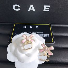 Boutique Gold-Plated Earrings Brand Designer With Pink Bow Design Fashionable High-Quality Earrings High-Quality Diamond Inlaid Earrings With Box Birthday Party