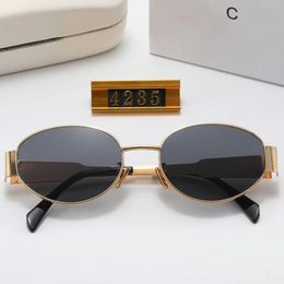 Designer Sunglasses Brand Womens Mens Oval Frame Metal Mirror Fashion Retro Small Round Frame fallow New fashion beach Green lens Sun proof High quality With Gift Box