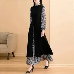 Casual Dresses 2024 Autumn Vacation Two-piece Dress Floral Spring And Fashion Temperament Waist Slimming A Word High-Grade