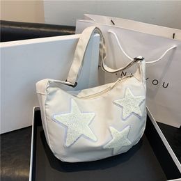 Kadın Tuval Çanta Öğrencileri Omuz Omuz Torbası Gençlik Bayanlar Messenger Çantası Kadın Crossbody Çantalar Fermuar Tote Slouchy Seyahat Çantası