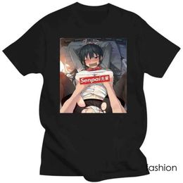 Y2k Brand Man Clothing Hentai Senpai Funny Anime And Manga Size M-3Xl Us 100% Cotton Trend Fashion T-Shirt Men Cotton Brand Teeshirt 4296