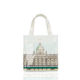 Bags Small Size Eco PVC Tote Shopper Bag Portable Zipper Printed Grocery Purse Fashion Student Bookbag Waterproof Travel Handbag