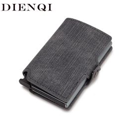 Wallets Dienqi Rfid Card Holder Men Wallets Money Bag Male Grey Short Purse 2021 Small Leather Slim Thin Mini Smart Wallet Magic Vallet