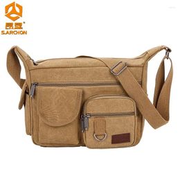 Backpack Men Retro Crossbody Bag Large Capacity Wear-resistant Canvas Shoulder Outdoor Hiking Travel Casual Tactic