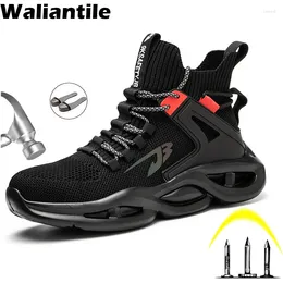 Boots Waliantile Breathable Men Safety Sneakers Puncture Proof Steel Toe Work Shoes Anti-smashing Indestructible Footwear