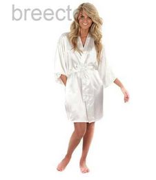 Women's Sleep Lounge Women Silk Satin Short Night Robe Solid Kimono Robe Fashion Bath Robe Sexy Bathrobe Peignoir Femme Wedding Bride Bridesmaid Robe d240419