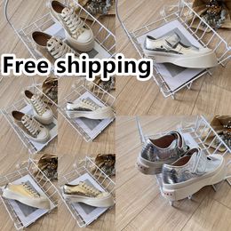 Casual Shoes Designer Shoes Womens Platform Trainers Sneakers Gold Silver lace up size 36-40 Classic Comfortable GAI white
