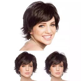 human curly wigs Wig womens temperament fashionable short curly hair brown fluffy high-temperature silk hair headband