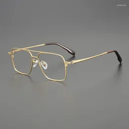 Sunglasses Frames Square Designer Pure Titanium Eyeglasses For Men Big Face Oversized Glasses