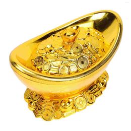 Decorative Figurines Ingot Candy Box Office Decor Living Room Container Statue Desktop Gold Ornament Plastic Stage Prop Creative