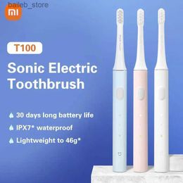 Toothbrush Mijia T100 Sonic Electric Toothbrush Mi Intelligent Toothbrush Colour USB Charging IPX7 Waterproof Toothbrush Head Y240419