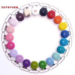 SUTOYUEN 30pcs/lot 1 25mm Round Metal Suspender Clip Soothers Holder Clips for Dummy Baby Pacifier Chain Clips Lead Free 240412