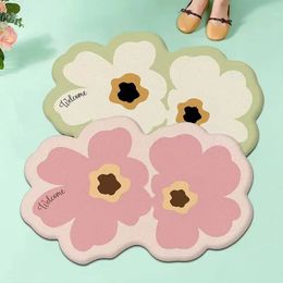 Soft Bath Mats Small Fresh Flowers Floor Mat Rugs Home Entrance Carpet Bedroom Toilet Bathroom Door Absorbent Non-Slip Foot Pad 240418