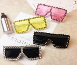 Luxury Diamond Square Sunglasses Women Brand Size Crystal Sun Glasses Ladies New Gradient Oculos Mirror Shades8189319