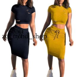 Summer Women Hollow Short-sleeved Two Sets Casual 2 Piece Set Club Outfit Sexy Party Dresses Night 9 70